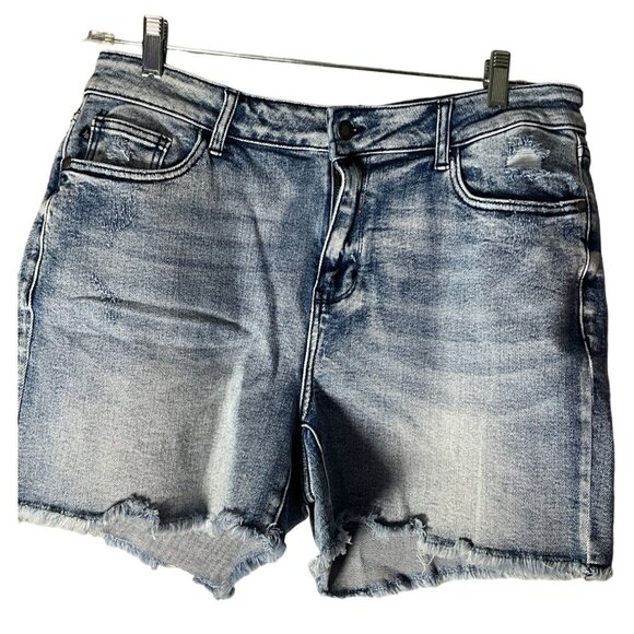 Judy Blue 1XL Denim Frayed Shorts Style JB150018 MidRise Cut offs - Picture 3 of 7